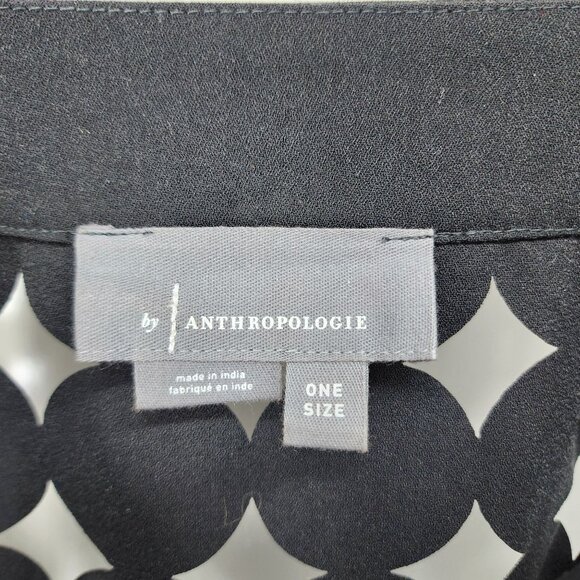 Anthropologie Black Geometric Cutout Fringe Tunic One Size Polyester‎ & Rayon - Picture 6 of 12